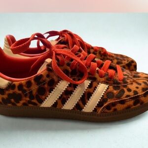 Adidas Samba Leopard Print Sneakers - Orange and Brown